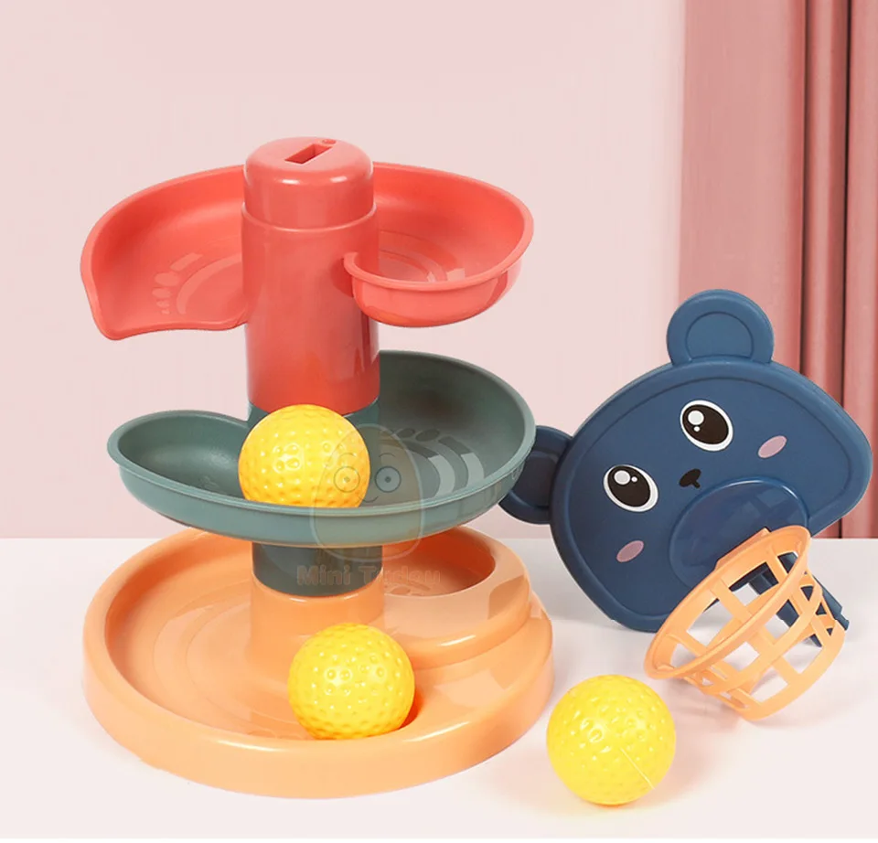 Baby Toys Rolling Ball Pile Tower Finger Skill Training Rotating Stacking Track Early Educational Toy For Infant 13 24 Months