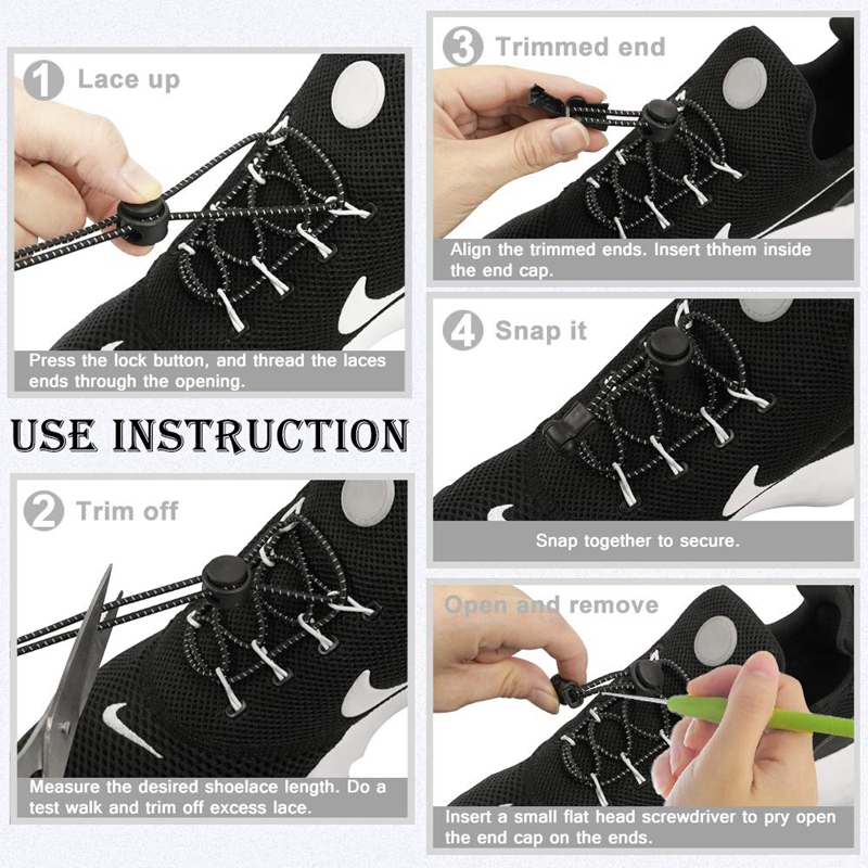 4/16Pcs Elastic Laces Sneakers Diamond Locks Shoelaces Without Ties Kids Adult No Tie Shoe Laces Rubber Bands Shoelace Locks