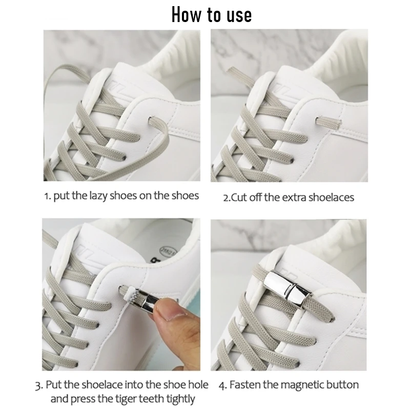 4/16Pcs Elastic Laces Sneakers Diamond Locks Shoelaces Without Ties Kids Adult No Tie Shoe Laces Rubber Bands Shoelace Locks