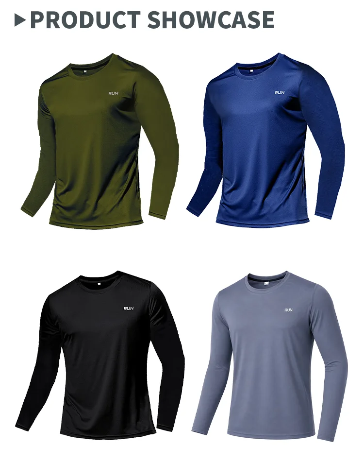 Men's Ice Silk Long Sleeve T-Shirt Quick Dry Breathable Lightweight Cooling Gym Running Fitness Outdoor Casual Sports Top