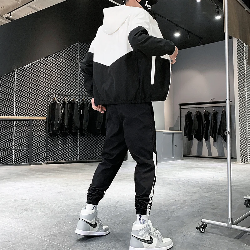 2026 Men Tracksuit Casual Joggers Hooded Sportswear Jackets And Pants 2 Piece Sets Hip Hop Running Sports Suit