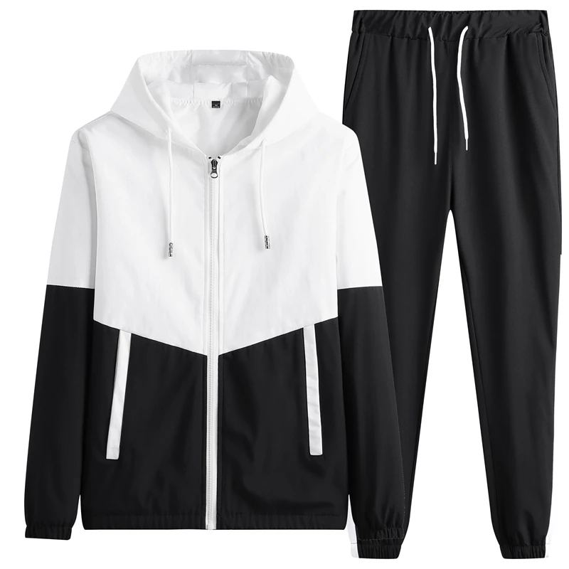 2026 Men Tracksuit Casual Joggers Hooded Sportswear Jackets And Pants 2 Piece Sets Hip Hop Running Sports Suit