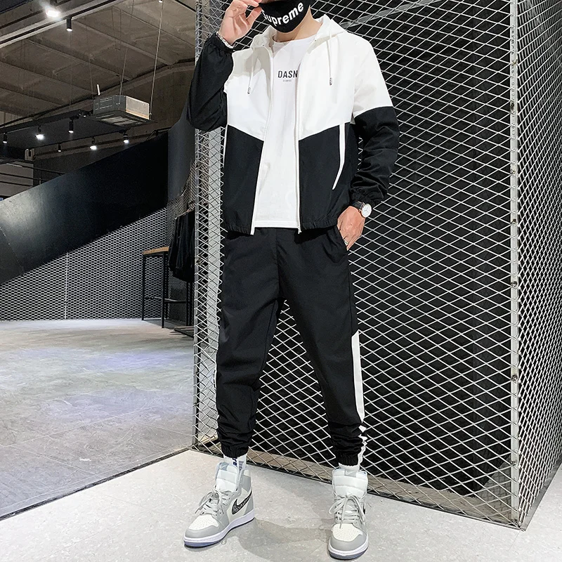 2026 Men Tracksuit Casual Joggers Hooded Sportswear Jackets And Pants 2 Piece Sets Hip Hop Running Sports Suit