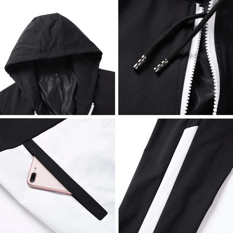 2026 Men Tracksuit Casual Joggers Hooded Sportswear Jackets And Pants 2 Piece Sets Hip Hop Running Sports Suit