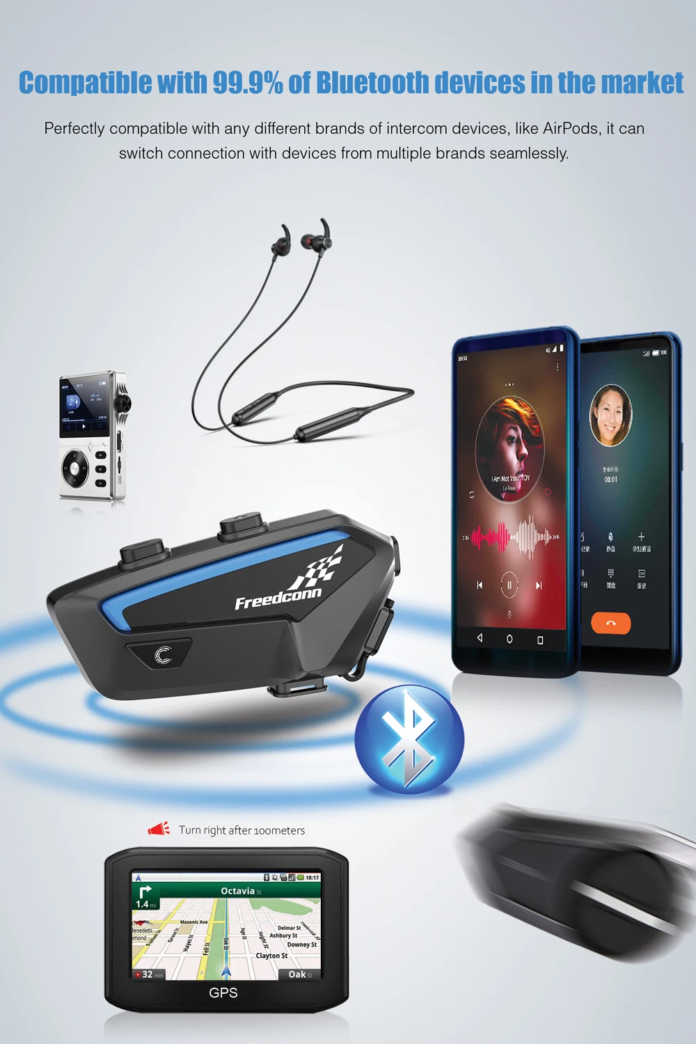 Motorcycle Intercom Bluetooth Helmet Headset Freedconn FX 10 Riders Pair Other Brands Motorbike Interphone Speaker Communicator