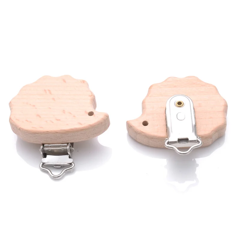5Pcs Wooden Pacifier Clip Beech Wooden Animal Natural Dummy Clip DIY Baby Pacifier Chain Teether Toys Accessories BPA Free