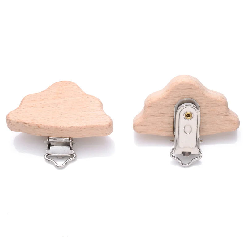 5Pcs Wooden Pacifier Clip Beech Wooden Animal Natural Dummy Clip DIY Baby Pacifier Chain Teether Toys Accessories BPA Free