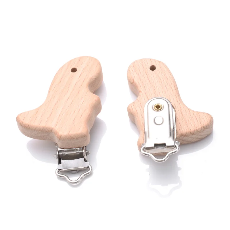 5Pcs Wooden Pacifier Clip Beech Wooden Animal Natural Dummy Clip DIY Baby Pacifier Chain Teether Toys Accessories BPA Free