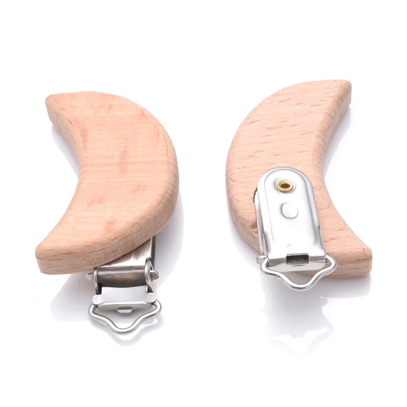 5Pcs Wooden Pacifier Clip Beech Wooden Animal Natural Dummy Clip DIY Baby Pacifier Chain Teether Toys Accessories BPA Free