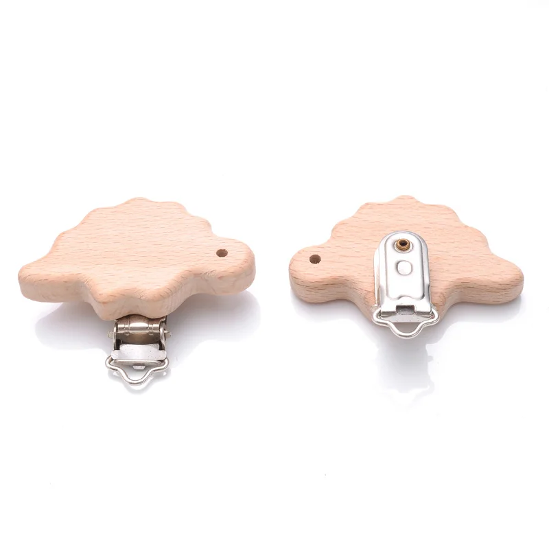 5Pcs Wooden Pacifier Clip Beech Wooden Animal Natural Dummy Clip DIY Baby Pacifier Chain Teether Toys Accessories BPA Free