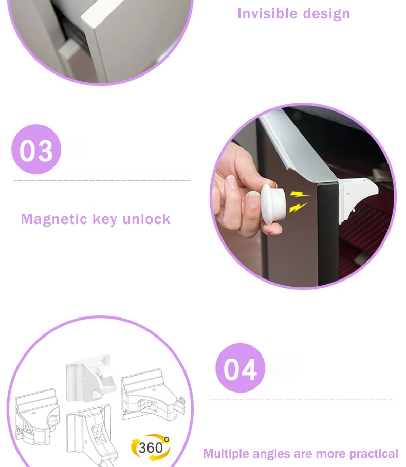 Baby Safety Lock Invisible Lock Kids Security Drawer Latch Cabinet Door Magnetic Child Safety Lock Limiter  Children Protection