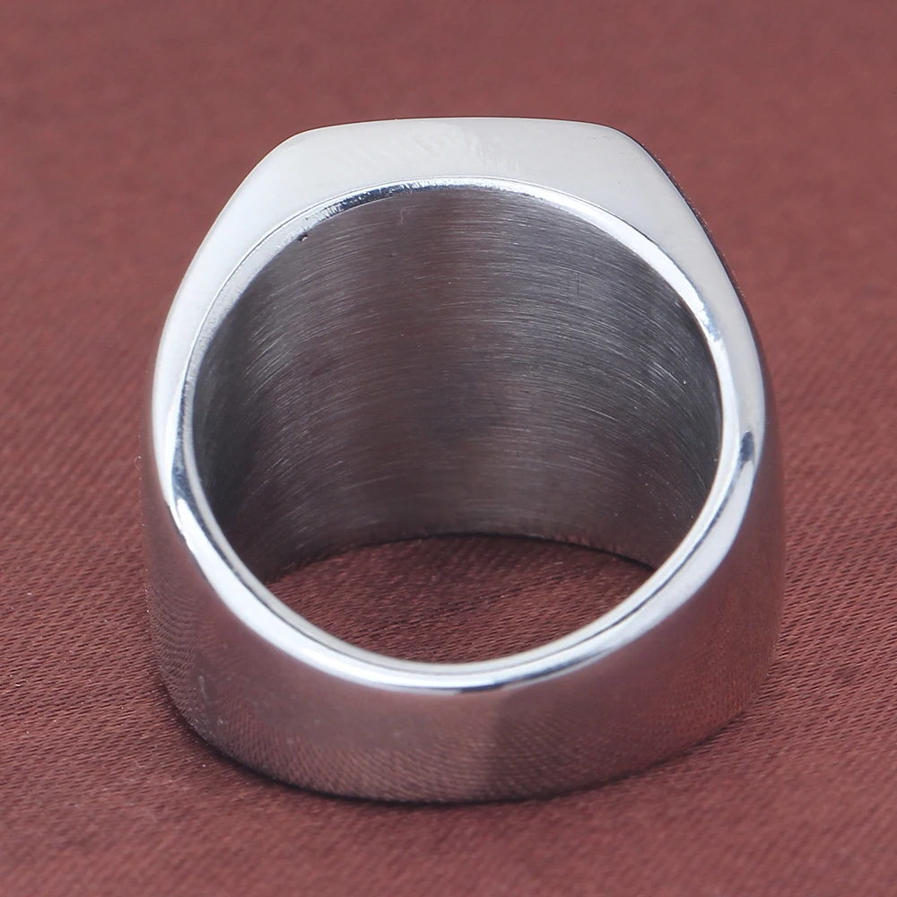 Free Engrave New Silver/Gold/Black/Blue Square Big Width Signet Rings For Men Ring Titanium Steel Jewelry