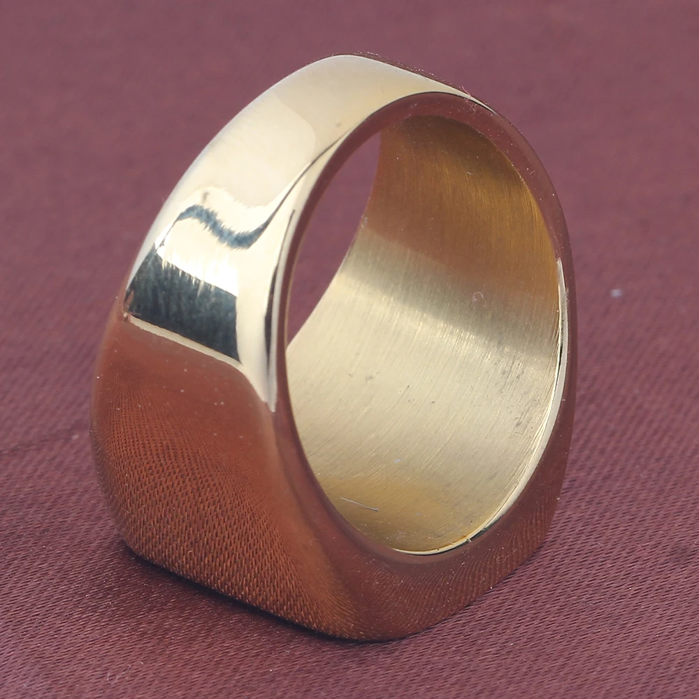 Free Engrave New Silver/Gold/Black/Blue Square Big Width Signet Rings For Men Ring Titanium Steel Jewelry