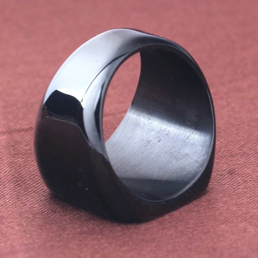 Free Engrave New Silver/Gold/Black/Blue Square Big Width Signet Rings For Men Ring Titanium Steel Jewelry