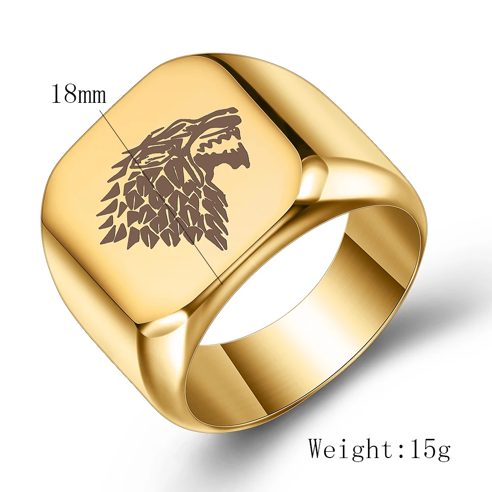 Free Engrave New Silver/Gold/Black/Blue Square Big Width Signet Rings For Men Ring Titanium Steel Jewelry