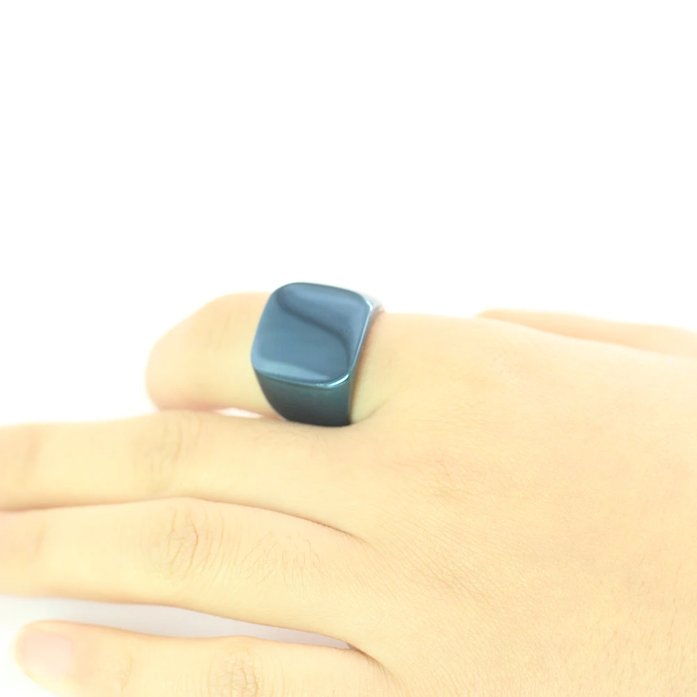 Free Engrave New Silver/Gold/Black/Blue Square Big Width Signet Rings For Men Ring Titanium Steel Jewelry
