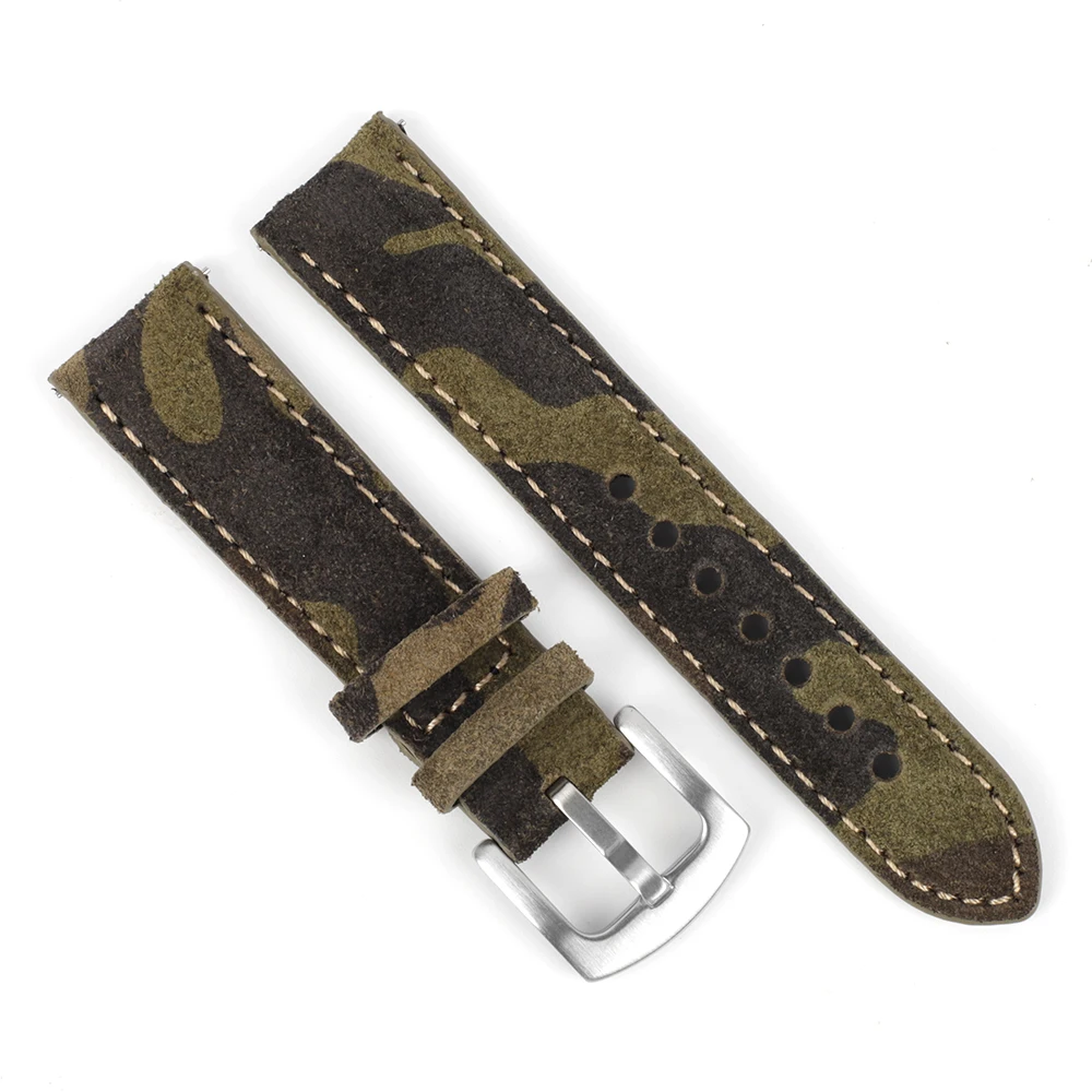 Suede Leather Watch Strap 18mm 19mm 20mm 22mm Band Vintage Handmade Watchband Grey Brown Replacement Belts For Watch Accessories