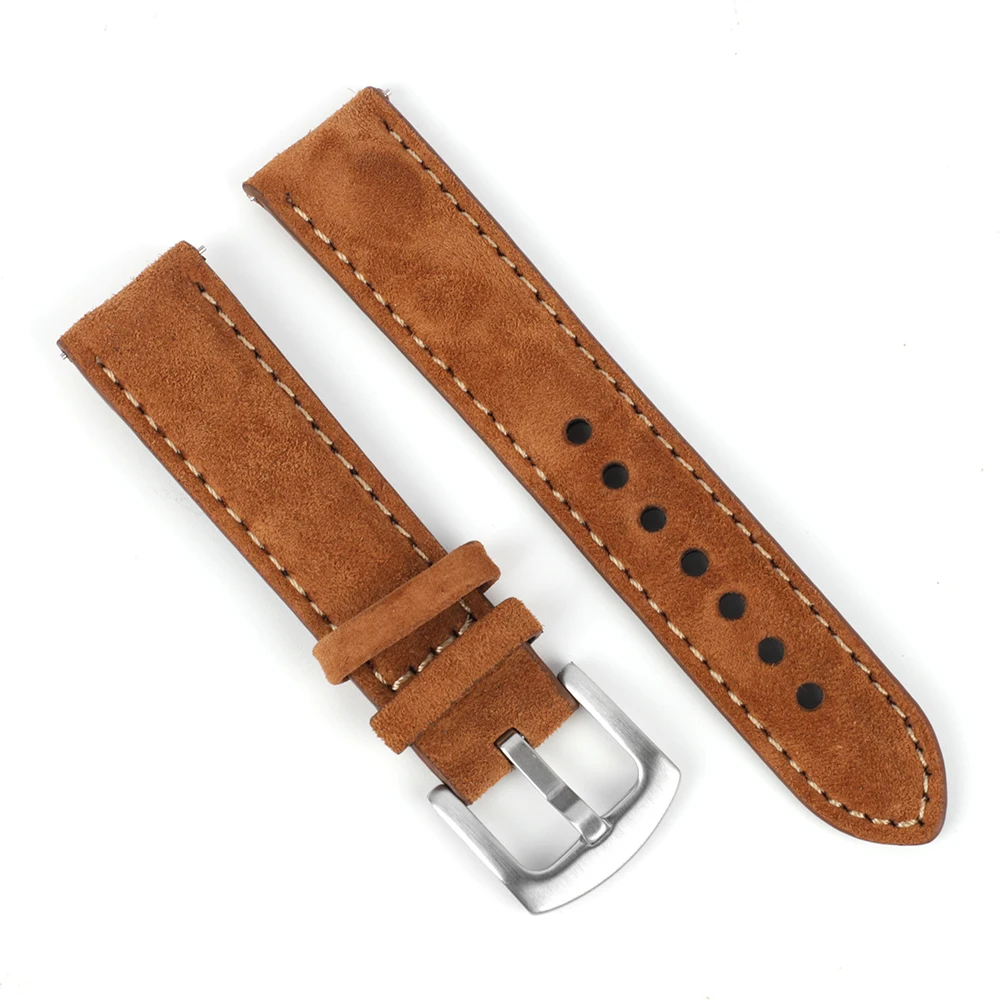 Suede Leather Watch Strap 18mm 19mm 20mm 22mm Band Vintage Handmade Watchband Grey Brown Replacement Belts For Watch Accessories