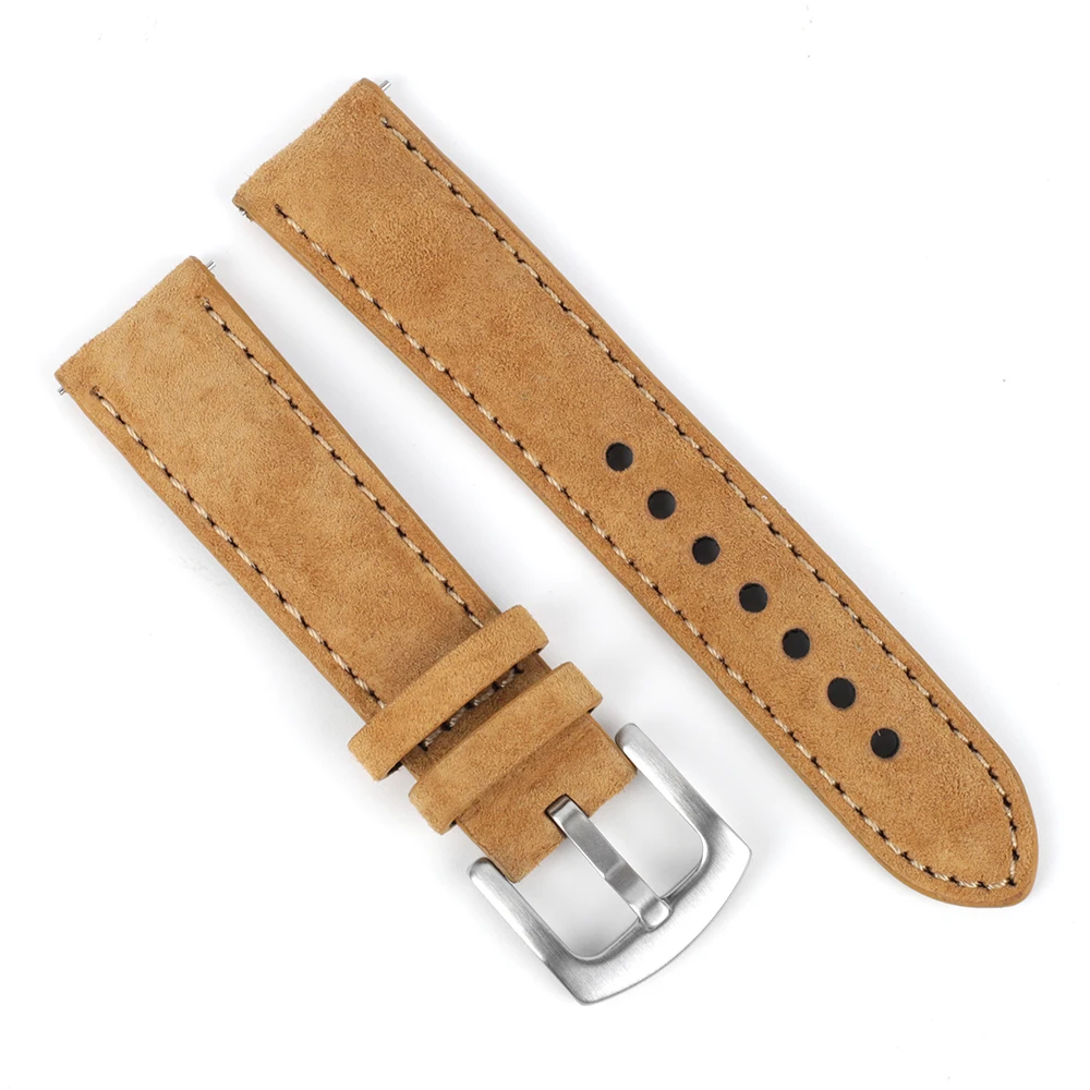 Suede Leather Watch Strap 18mm 19mm 20mm 22mm Band Vintage Handmade Watchband Grey Brown Replacement Belts For Watch Accessories