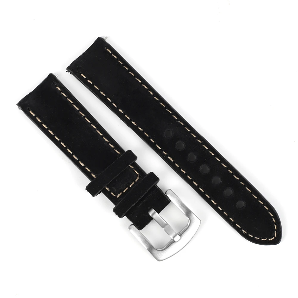 Suede Leather Watch Strap 18mm 19mm 20mm 22mm Band Vintage Handmade Watchband Grey Brown Replacement Belts For Watch Accessories