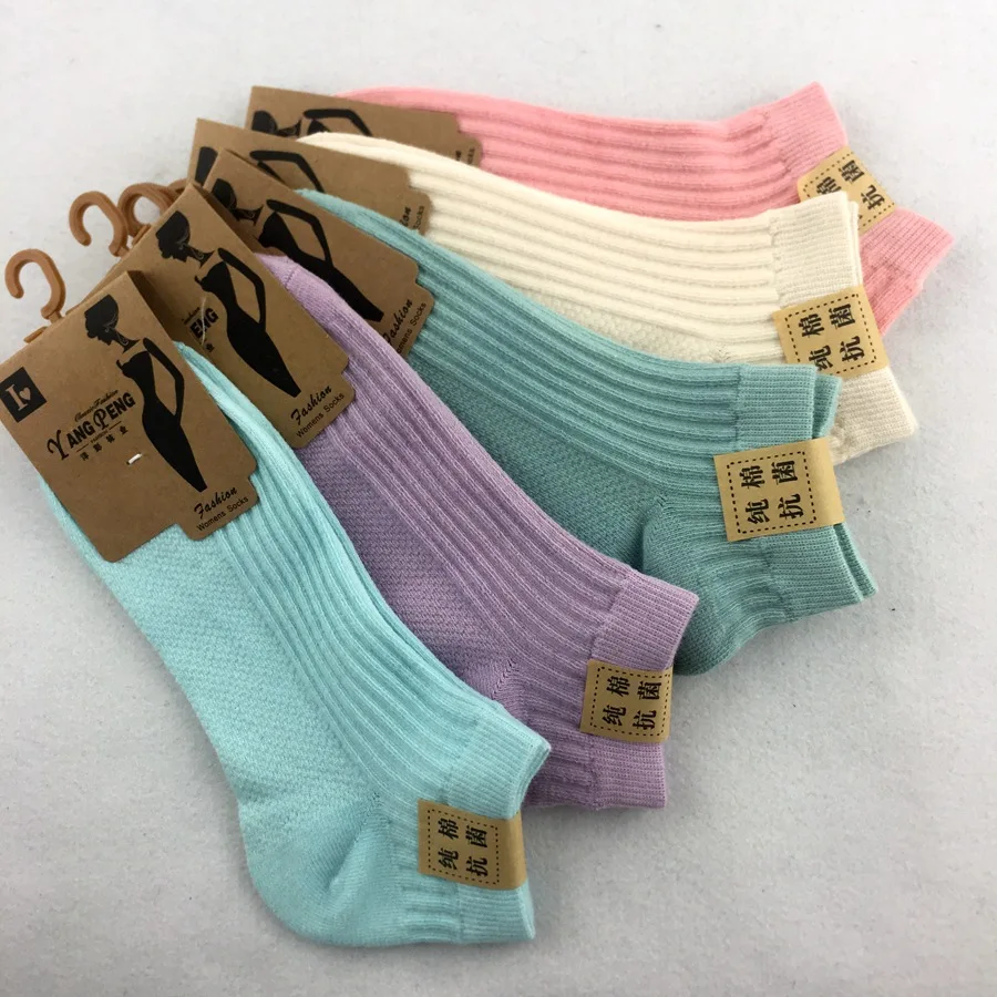 5 Pairs 100 Cotton Socks Women Men Female 1 Set Lot Color Pack Candy Color Ladies Sock Solid Color Invisible Female Sock Unisex
