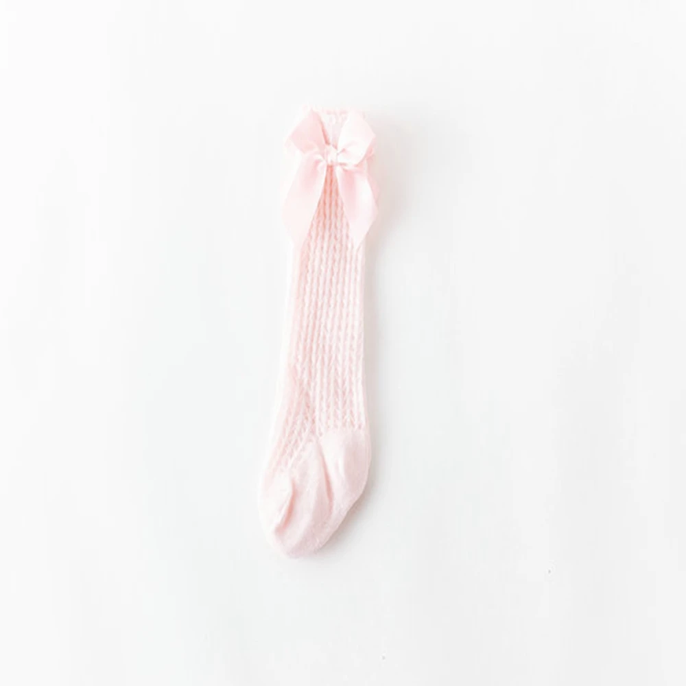 Summer Baby Girls Socks Toddlers Bow Long Sock Kids Knee High Soft Cotton Mesh Spanish Style Children 0-2 Years Breathable Socks