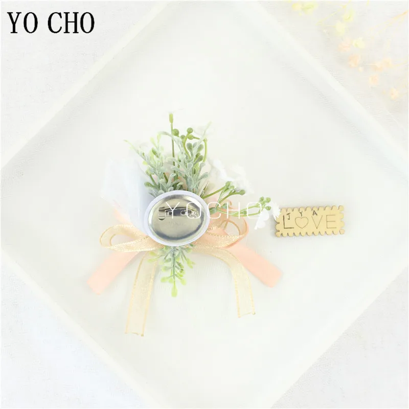 Wedding Groom Boutonniere Bride Bridesmaid Women Hand Wrist Flower Silk Rose Boutonniere Buttonhole for Marriage Party Flower