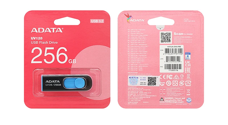 Original ADATA USB Pendrive UV128 USB 3.2 Memory Stick 128GB 32GB 64GB Flash Disk USB Stick Storage Disk Black Portable U Disk
