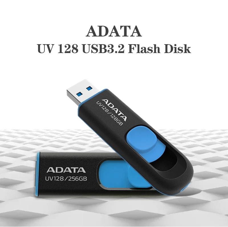 Original ADATA USB Pendrive UV128 USB 3.2 Memory Stick 128GB 32GB 64GB Flash Disk USB Stick Storage Disk Black Portable U Disk