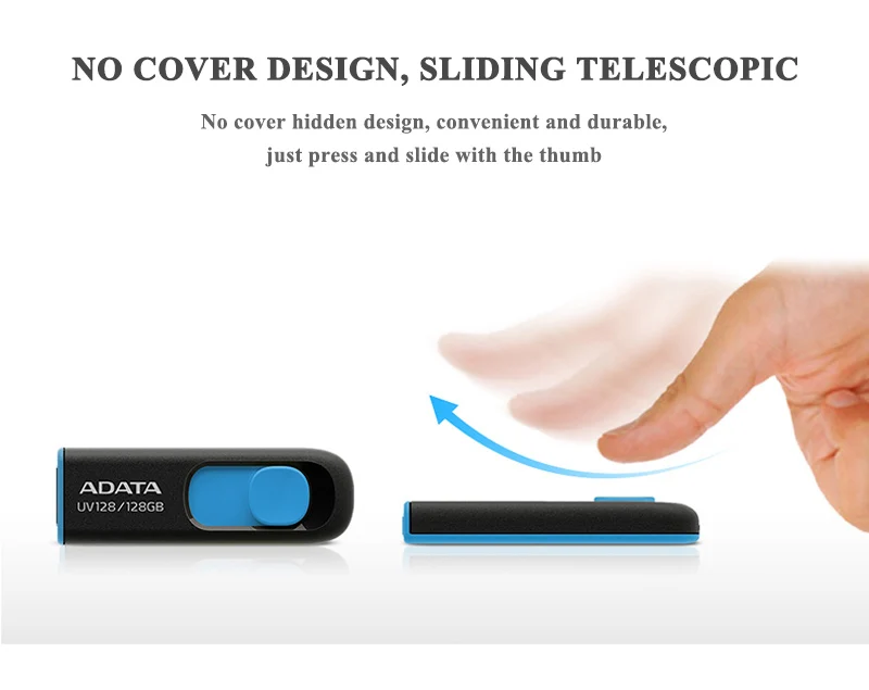 Original ADATA USB Pendrive UV128 USB 3.2 Memory Stick 128GB 32GB 64GB Flash Disk USB Stick Storage Disk Black Portable U Disk