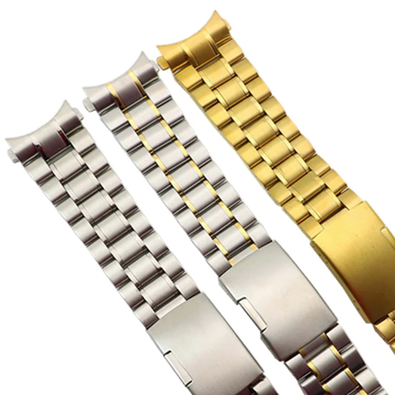 12 14 16 18 19 20 21 22 24mm High Quality Solid Stainless Steel Curved End Watch Strap Wrist Band Bracelet Accessories With Tool