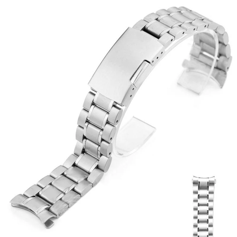 12 14 16 18 19 20 21 22 24mm High Quality Solid Stainless Steel Curved End Watch Strap Wrist Band Bracelet Accessories With Tool