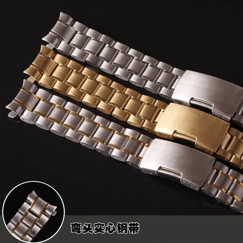 12 14 16 18 19 20 21 22 24mm High Quality Solid Stainless Steel Curved End Watch Strap Wrist Band Bracelet Accessories With Tool