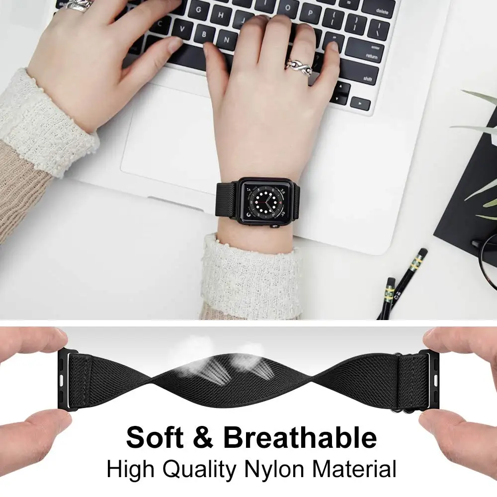Nylon Strap for Apple watch band 44mm 40mm 45mm 41mm 46mm 42mm ultra 2 49mm SOLO bracelet correa iwatch series 10 9 7 SE 6 5 4 8