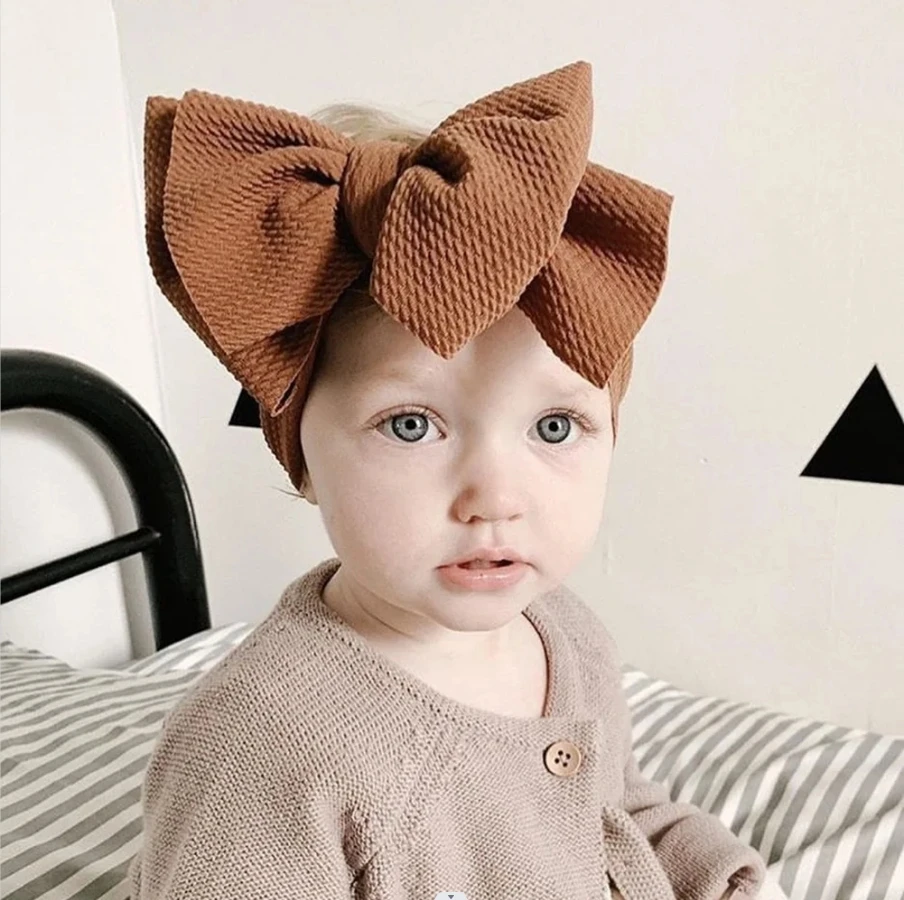 Solid Baby Headband Adjustable Big Bowknot Hair Band Oversize Turban Newborn Headwear For Baby Girls Fashion Hair Accessories