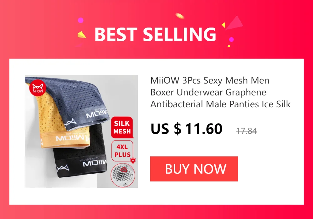 MiiOW 3Pcs Men Underwear Boxer Shorts Modal Seamless Comfort Underpants Man Boxershorts Plus Size Male Panties 5XL 2022 New