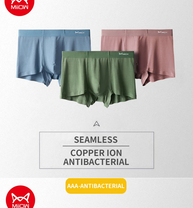MiiOW 3Pcs Men Underwear Boxer Shorts Modal Seamless Comfort Underpants Man Boxershorts Plus Size Male Panties 5XL 2022 New