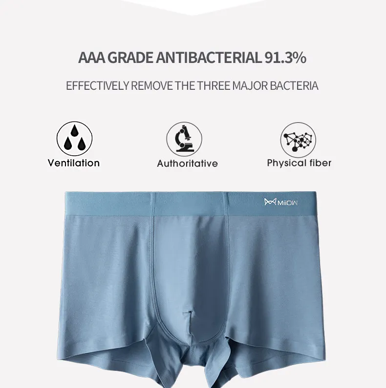 MiiOW 3Pcs Men Underwear Boxer Shorts Modal Seamless Comfort Underpants Man Boxershorts Plus Size Male Panties 5XL 2022 New