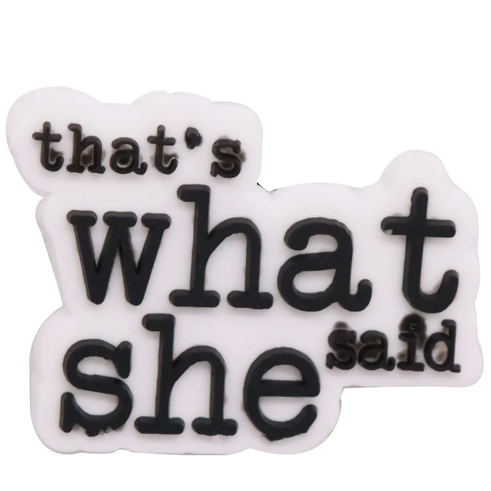 1PCS PVC Cartoon Shoe Charms Kawaii Man That's What She Said False Life Worlds Best Boss Hand Slipper Accessories For Clogs Pins