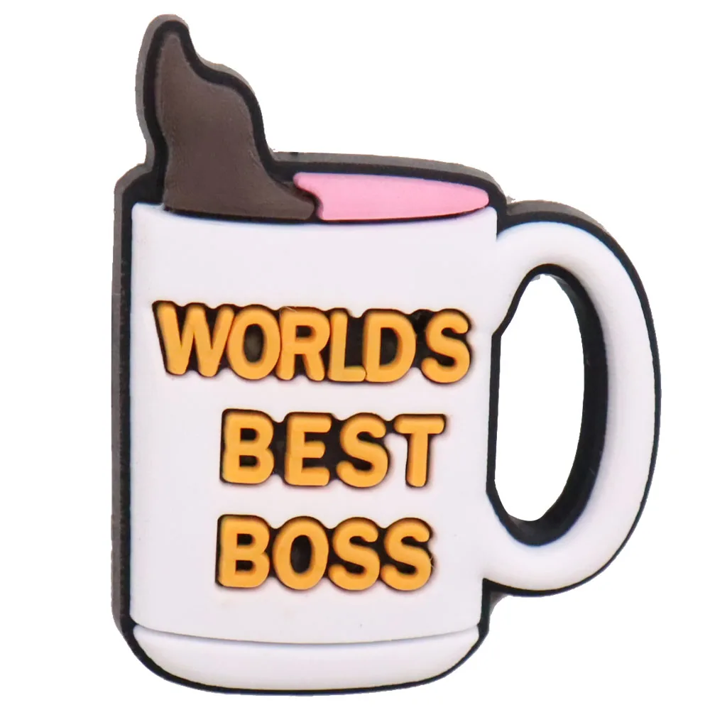 1PCS PVC Cartoon Shoe Charms Kawaii Man That's What She Said False Life Worlds Best Boss Hand Slipper Accessories For Clogs Pins