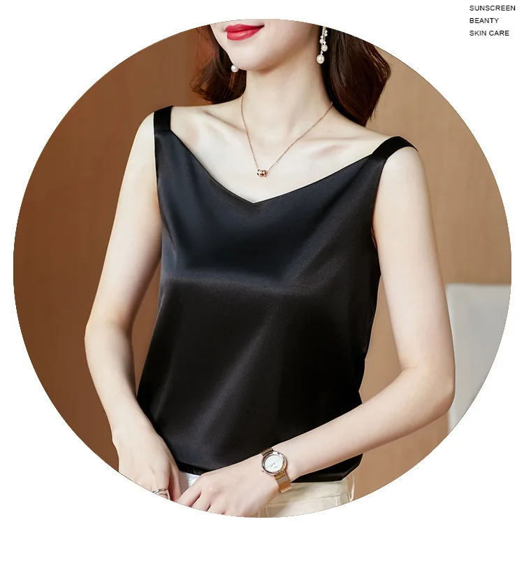 Korean Silk Women Blouses Shirt Woman Satin Blouse Tops Women Satin Lace Embroidery Blouse Top Woman V-neck Printing Shirts Tops