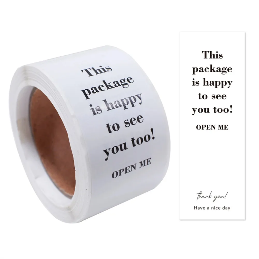 100pcs/roll Thank You Sticker Seal Labels Small Business Gift Decor Sticker Package Sticker This Package Is Happy To See You Too