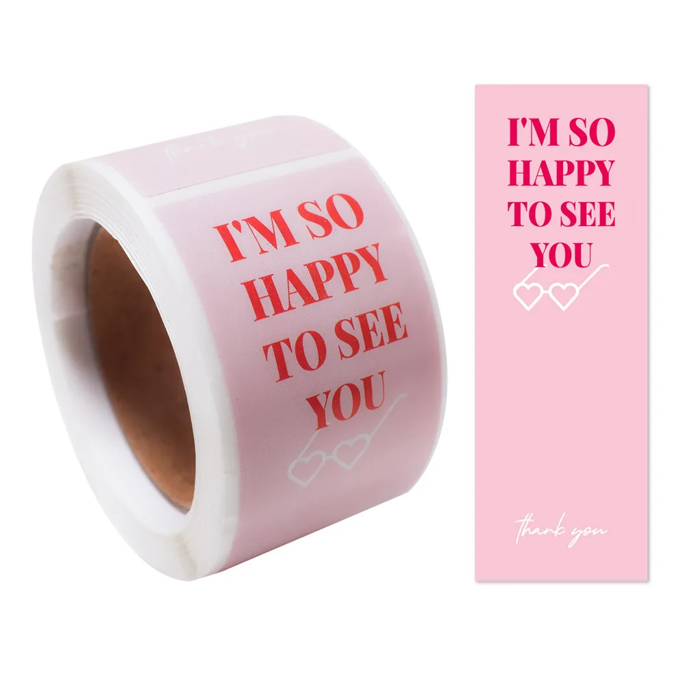 100pcs/roll Thank You Sticker Seal Labels Small Business Gift Decor Sticker Package Sticker This Package Is Happy To See You Too