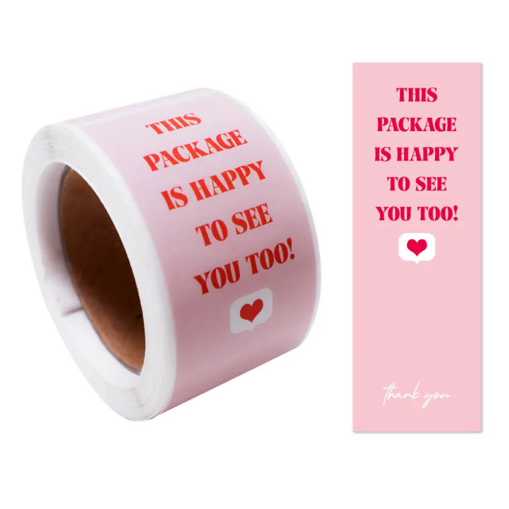 100pcs/roll Thank You Sticker Seal Labels Small Business Gift Decor Sticker Package Sticker This Package Is Happy To See You Too