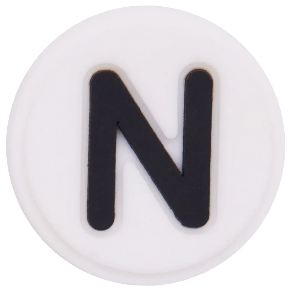 Single Sale 1PCS PVC Cute Cartoon Shoe Charms Kawaii Circle White 26 Alphabet Letter Sandals Shoes Accessories Decoration