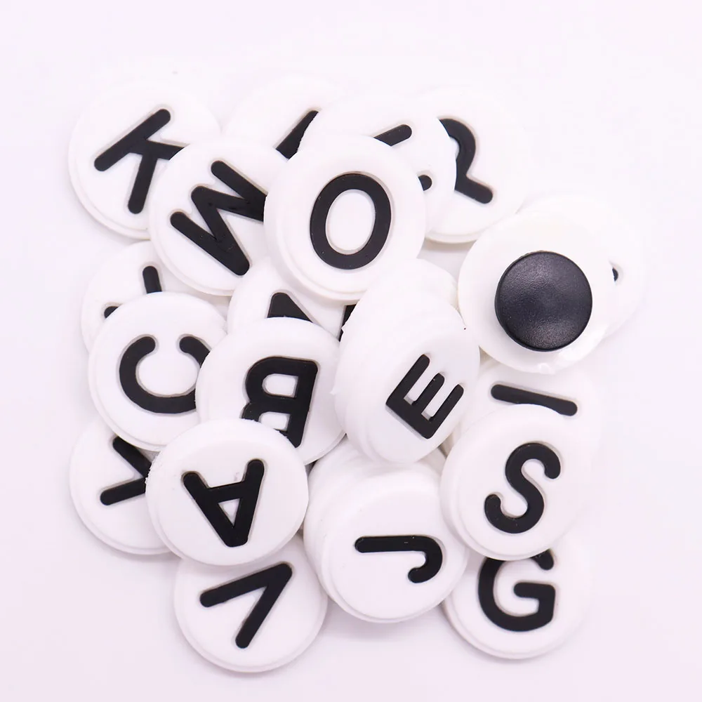Single Sale 1PCS PVC Cute Cartoon Shoe Charms Kawaii Circle White 26 Alphabet Letter Sandals Shoes Accessories Decoration