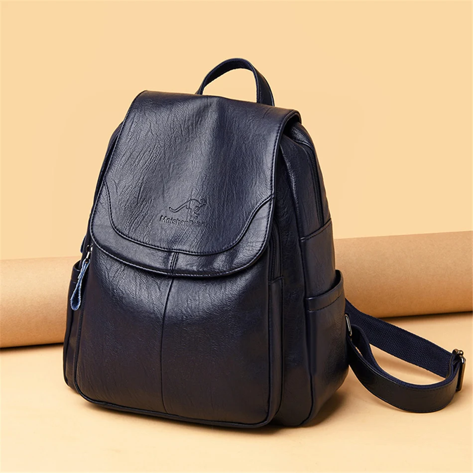High Quality Soft Leather Backpacks Purses for Women Casual Daypack Vintage Bagpack School Bags for Teen Girls Mochilas Rucksack