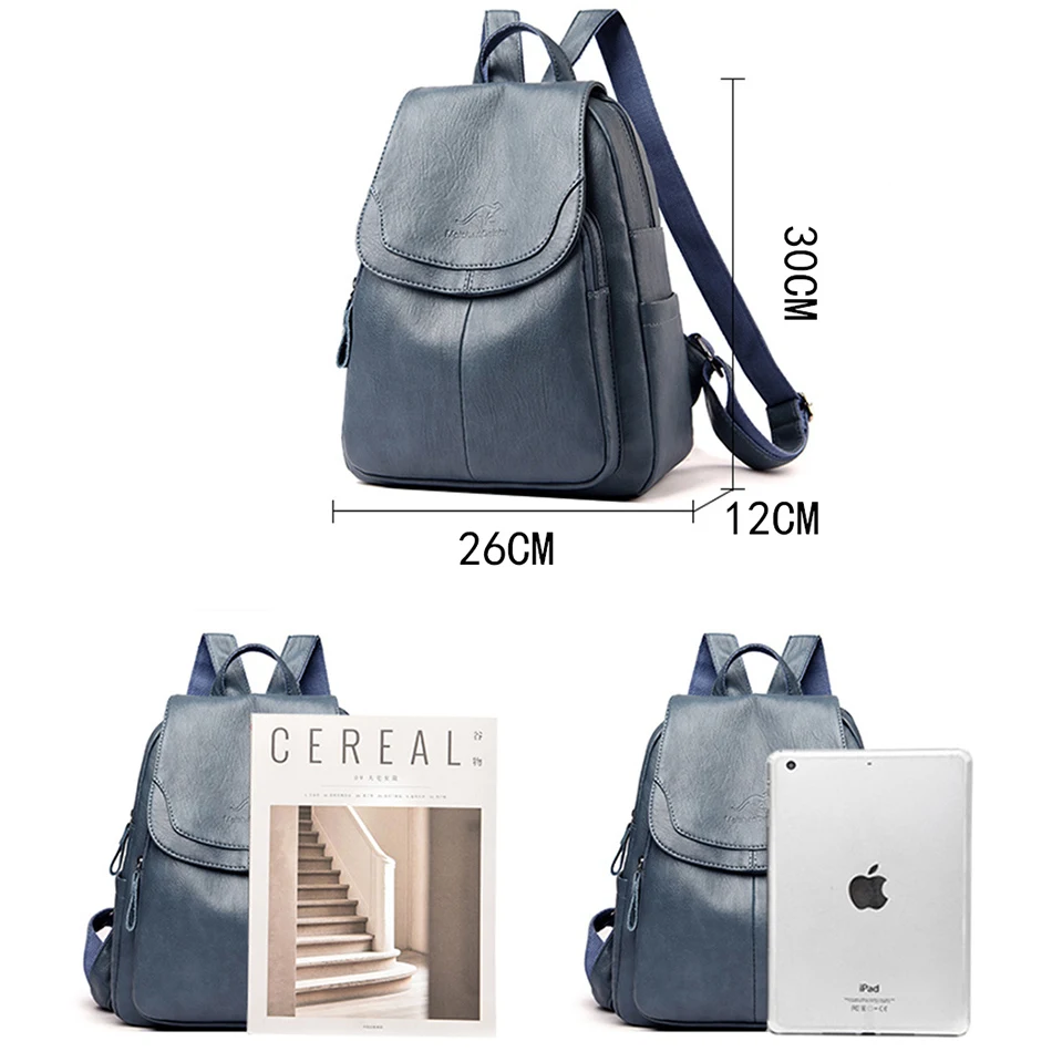 High Quality Soft Leather Backpacks Purses for Women Casual Daypack Vintage Bagpack School Bags for Teen Girls Mochilas Rucksack