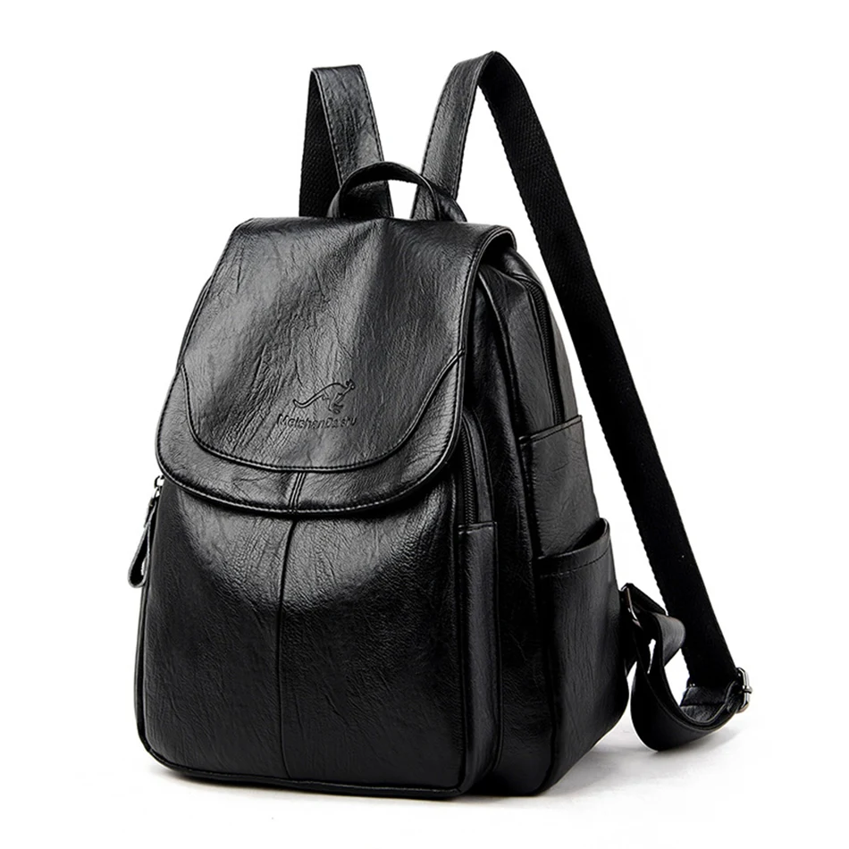 High Quality Soft Leather Backpacks Purses for Women Casual Daypack Vintage Bagpack School Bags for Teen Girls Mochilas Rucksack