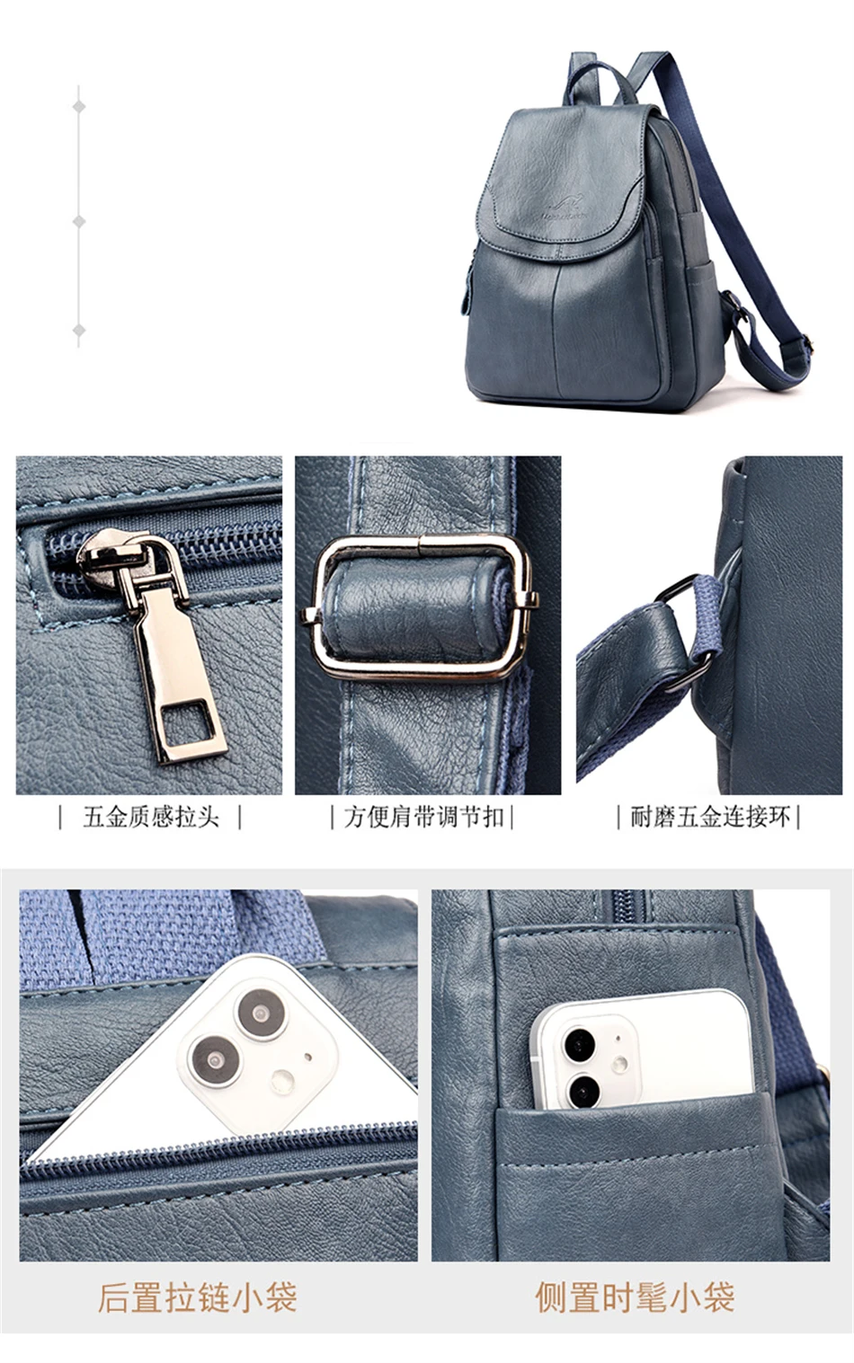 High Quality Soft Leather Backpacks Purses for Women Casual Daypack Vintage Bagpack School Bags for Teen Girls Mochilas Rucksack